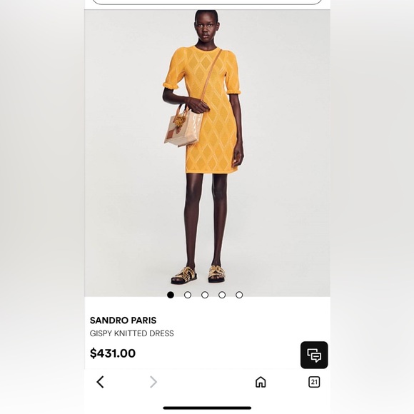 Sandro Paris Yellow Knitted Mini Dress - Picture 1 of 12